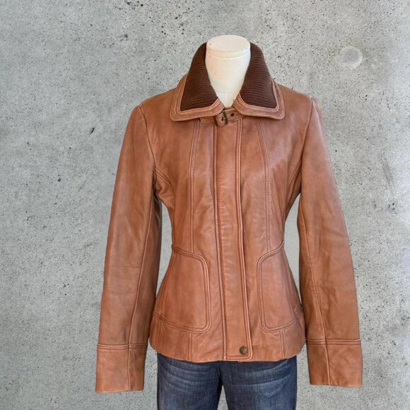 Vintage tan leather jacket - Picture 2 of 8